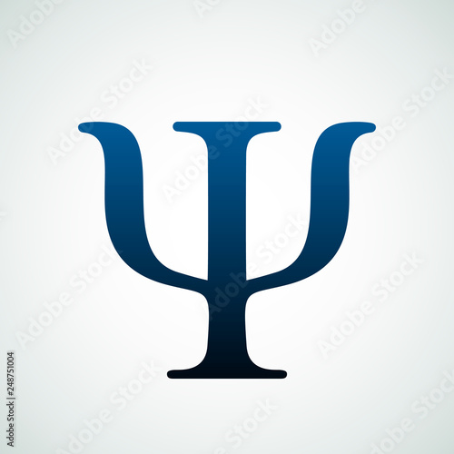 sign of psychology. Illustration Psi Greek Letter, Symbol, Icon On White Background.