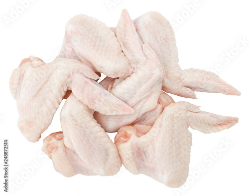 Raw chicken wings isolated on white background. With clipping path
