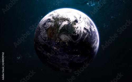 Earth planet, mother of all life. Science fiction art. Elements of this image furnished by NASA