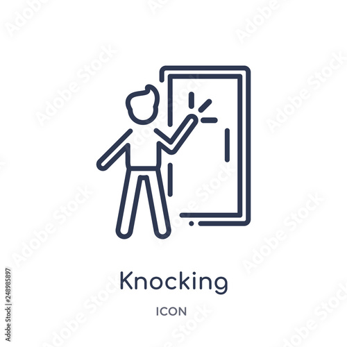 knocking icon from people outline collection. Thin line knocking icon isolated on white background.