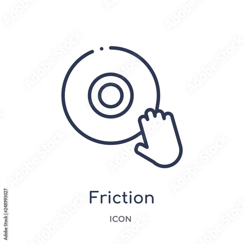 friction icon from music outline collection. Thin line friction icon isolated on white background.