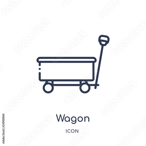 wagon icon from transportaytan outline collection. Thin line wagon icon isolated on white background.