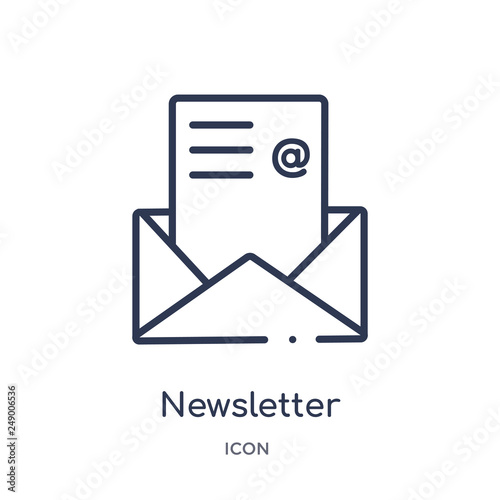 newsletter icon from success outline collection. Thin line newsletter icon isolated on white background.