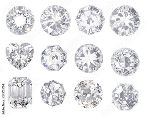  diamond and gemstone on clear background