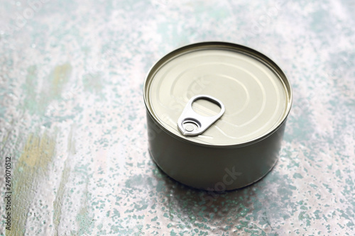 Canned. Can with food.