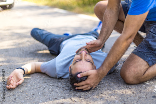 First aid doing CPR