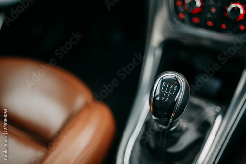 mechanical gear lever. luxury modern car.