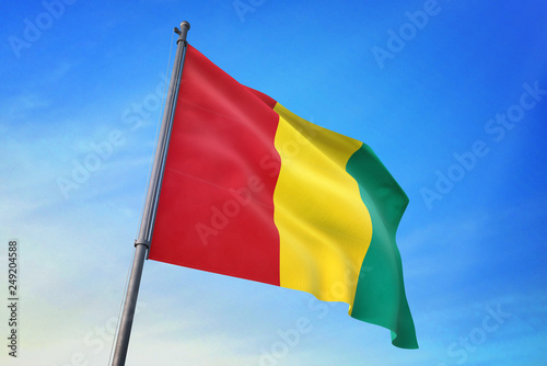 Guinea flag waving on the blue sky 3D illustration