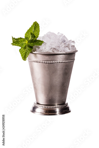 Refreshing Bourbon Mint Julep Cocktail on White