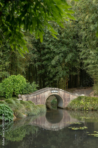 Hamilton Botanic garden New Zealand. Chinese gardens bridge