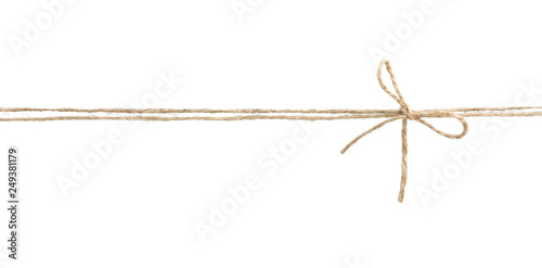 Twine rope with bow isolated.