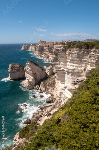 A view of the city of Bonifacio (Corsica, France), which lies directly on the rock above the sea