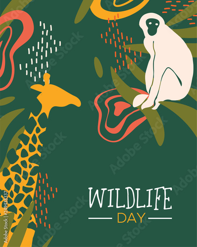 Wildlife Day safari card with wild animals