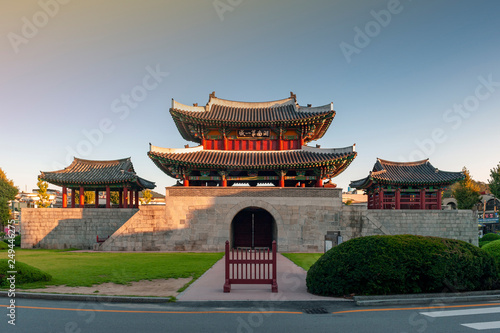 Pungnammun Gate, south gate of city wall of Jeonju remaining from Joseon Dynasty since 1768 designated as architectural treasure No. 308 of South Korea