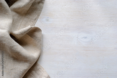 Folded gathered border of a natural linen fabric