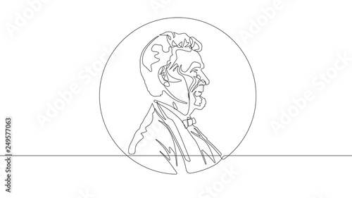US Penny Abraham Lincoln Continuous Line Vector Graphic