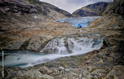 Nigardsbreen glacier, a beautiful arm of the large Jostedalsbreen glacier. Nigardsbreen lies about 30 kilometres north of the village of Gaupne in the Jostedalen valley, Norway, Europe