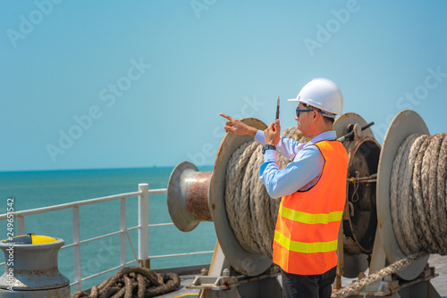 ship crew under safe working in communicating for mooring wince on board the ship, arrival and departure or berthing, un-berthing of the ship performance by the crew member working in charge