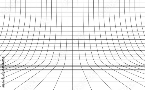 Grid curved background empty in perspective, vector illustration.