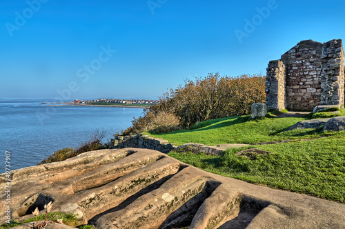 11th century stone graves in the ruins of the ancient St. Patrick's Chapel, Heysham, Lancashire, Northern England.