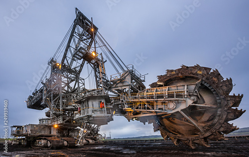 Enormous bucket wheel excavator at an open cut coal mine in Victoria, Australia