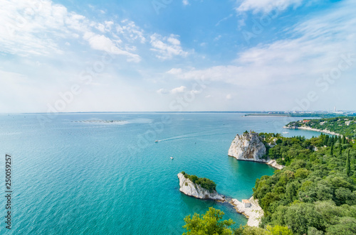 Emerald waters of Adriatic Sea coast near Gulf of Trieste