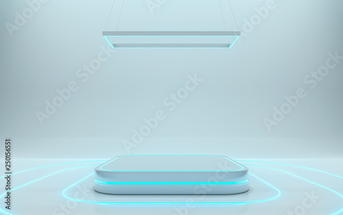 Futuristic pedestal for display, Platform for design, Blank podium for product. 3d rendering - Illustration
