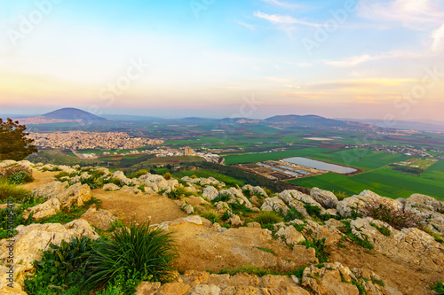 Sunset view of the Jezreel Valley and Mont Tabor