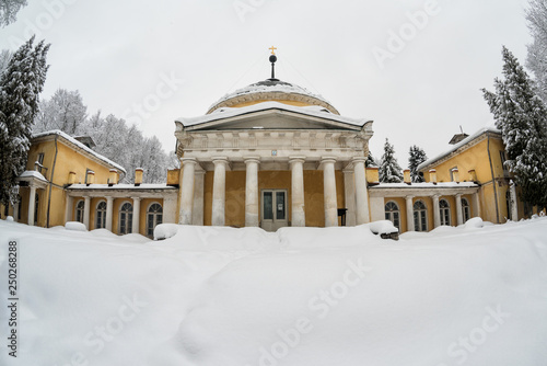Volkonsky mausoleum near the river in country estate of Sukhanovo, Russia