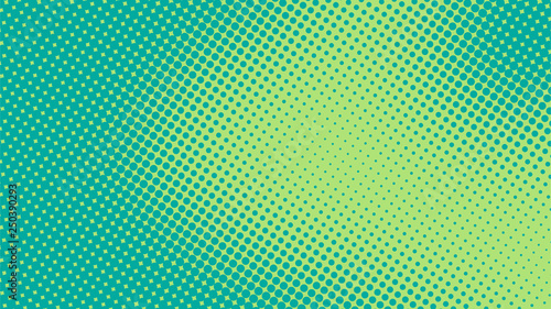 Bright turquoise and green pop art retro background with halftone in comics style vector illustration eps10