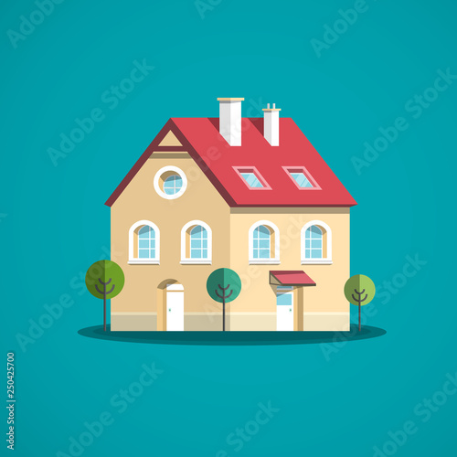 Family House Icon. Vector Building Symbol.