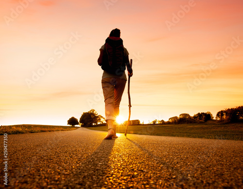 Pilgrim woman at Sunset