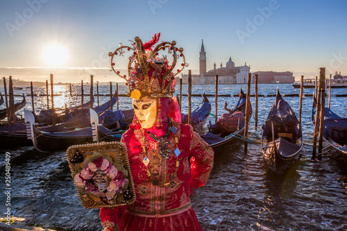 Colorful carnival mask at a traditional festival in Venice, Italy