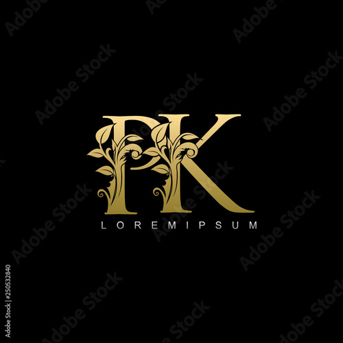 Golden Classy PK Letter Logo