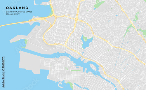 Printable street map of Oakland, California