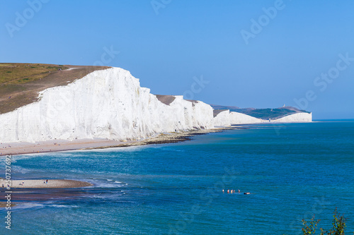 White cliffs of Dover background image. Beautiful sunny day on white cliffs of Dover in Great Britain
