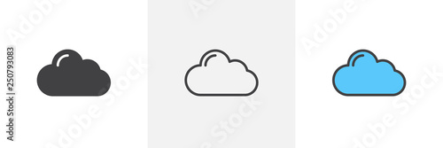 Cloud computing icon. Line, glyph and filled outline colorful version, abstract cloud outline and filled vector sign. Symbol, logo illustration. Different style icons set. Vector graphics