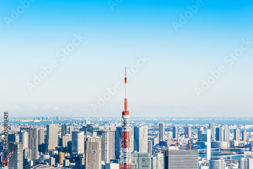 tokyo tower aerial view in Tokyo, Japan