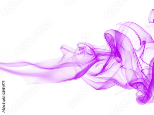 Movement of purple smoke abstract on white background