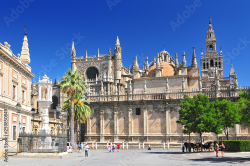 Sevilla Cathedral (Catedral de Santa Maria de la Sede), Gothic style architecture in Spain, Andalusia region.