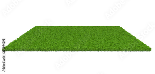 Green lawn on white background. 3D illustration