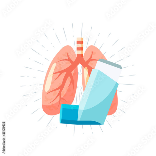 Pulmonary medication concept in flat style, vector