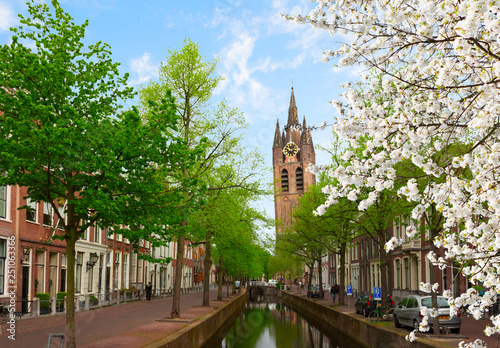 old town of Delft in spring, Holland