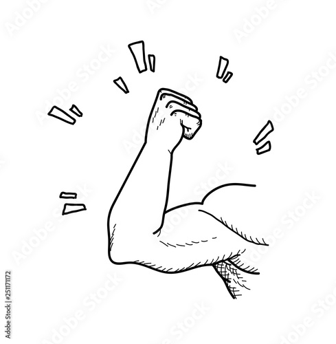 Bicep of a Strong Arm, a hand drawn vector doodle illustration of a strong man bicep