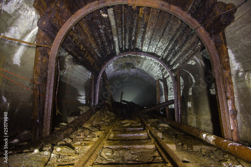 Underground gold ore mine shaft tunnel gallery passage