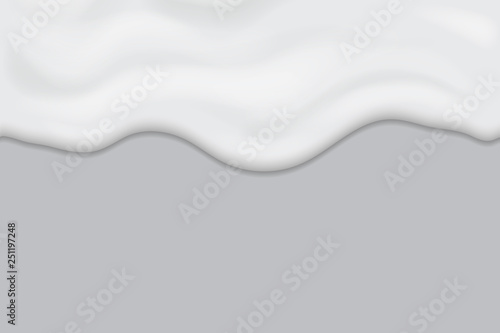 Creamy liquid texture, dripping yogurt cream horizontal seamless design, milk melting banner
