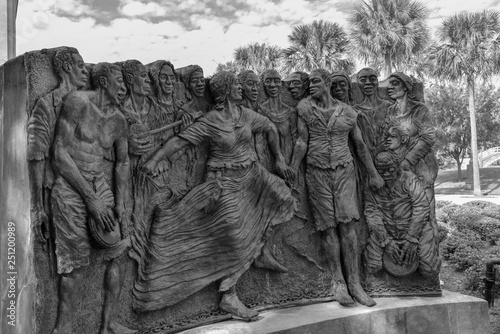 Sculpture of dancing slaves in the congo square at Louis Armstrong park in NOLA (USA)