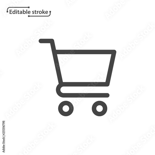 Shopping cart line icon. Editable stroke.