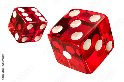 Red Casino dice (w/clipping path). High resolution of clean new dices