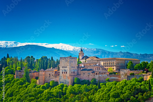 Famous Alhambra in sunset